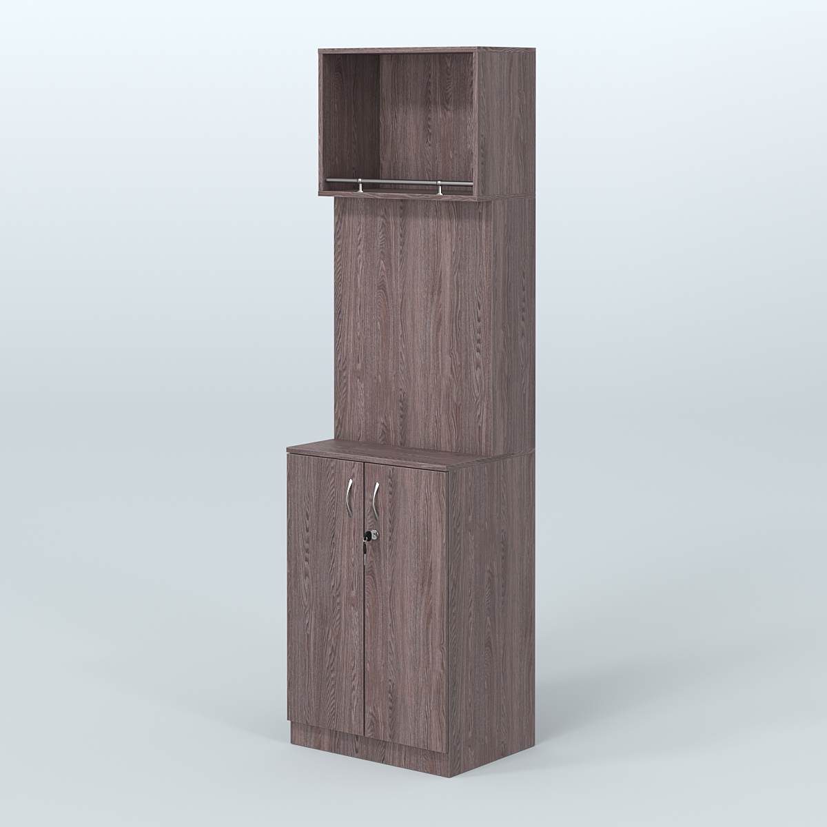 Специализи- рованный стеллаж из ДСП под врезные краны с распашными дверьми в магазин разливного пива и рыбы BEER&FISH-СПД-02-600 Ясень Анкор темный