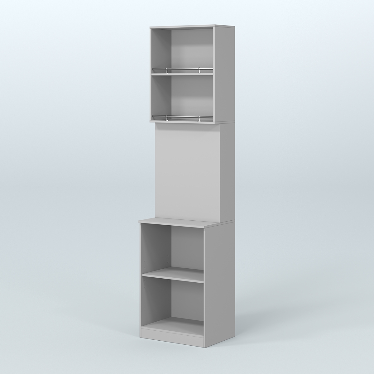 Специализи- рованный стеллаж из ДСП под врезные краны с высокой антресолью для магазина разливного пива и рыбы BEER&FISH-СПД-03-600 Серый