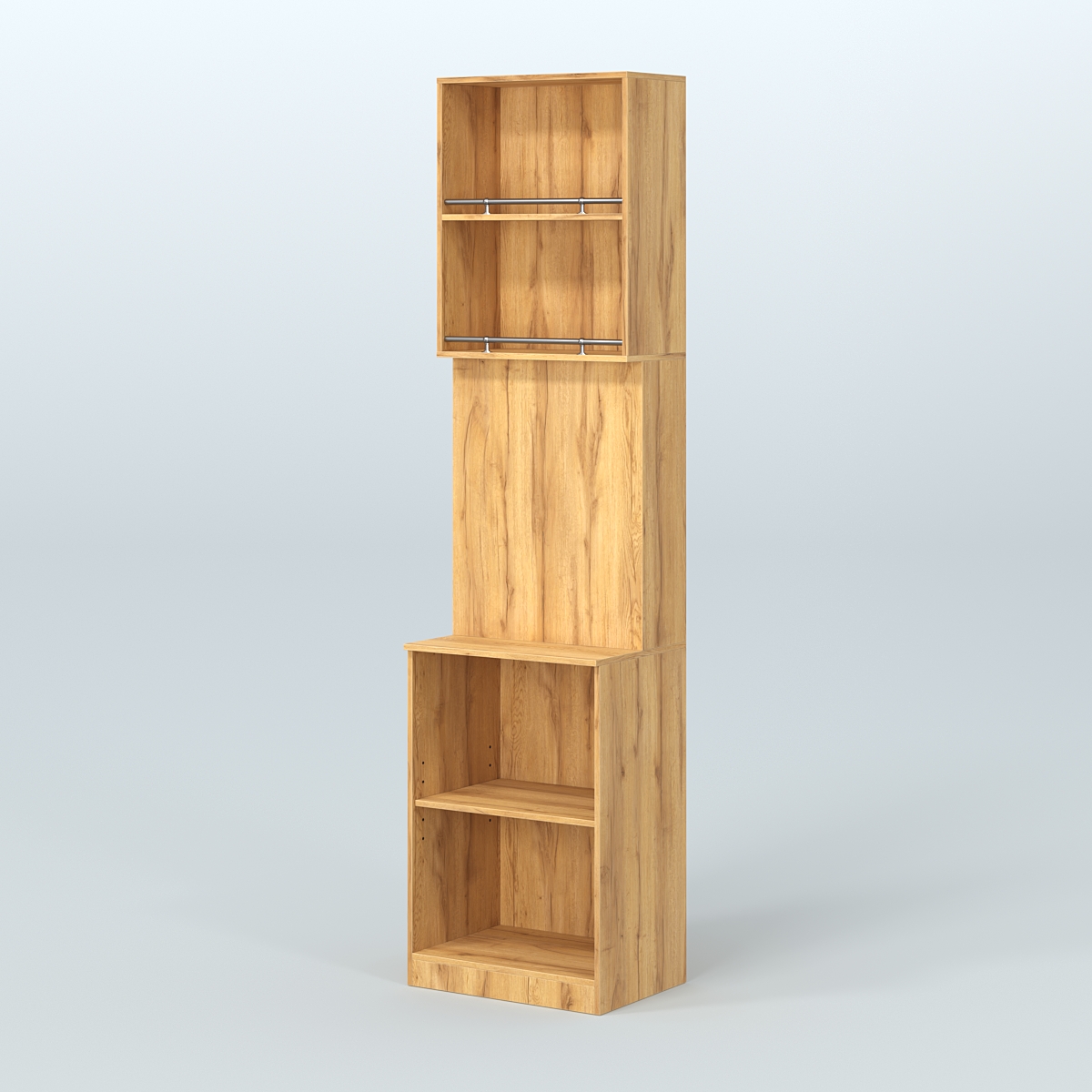 Специализи- рованный стеллаж из ДСП под врезные краны с высокой антресолью для магазина разливного пива и рыбы BEER&FISH-СПД-03-600 Дуб Золотистый