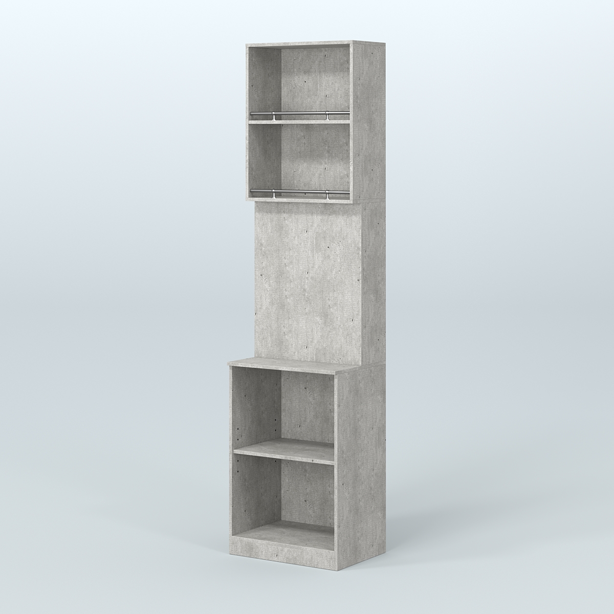 Специализи- рованный стеллаж из ДСП под врезные краны с высокой антресолью для магазина разливного пива и рыбы BEER&FISH-СПД-03-600 Метрополитан Грей