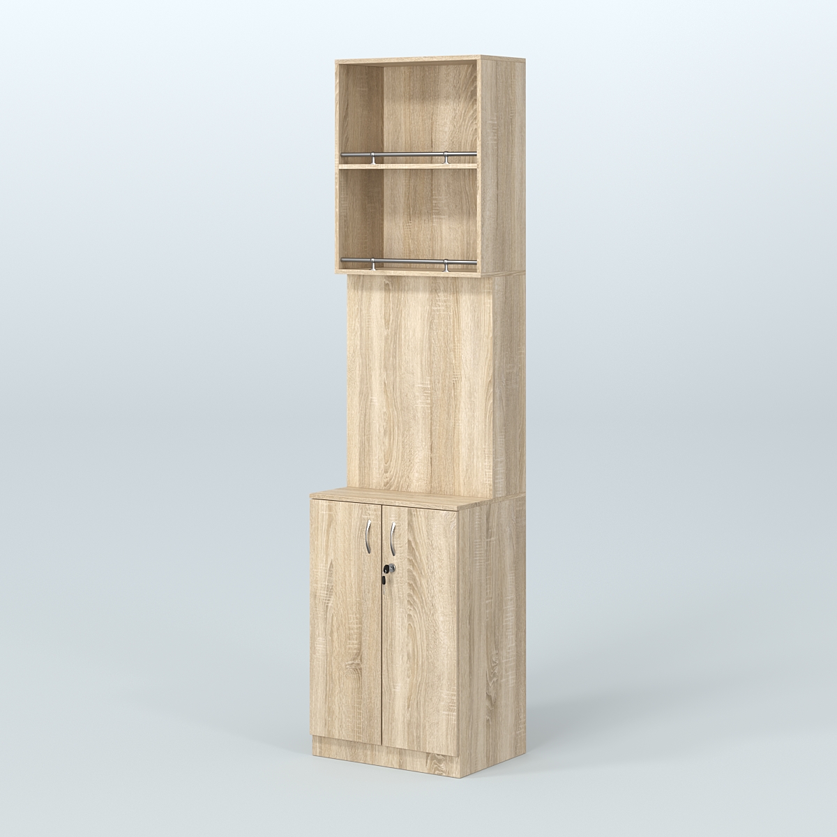 Специализи- рованный стеллаж из ДСП с панелью под врезные краны для магазина разливного пива и рыбы BEER&FISH-СПД-04-600 Дуб сонома