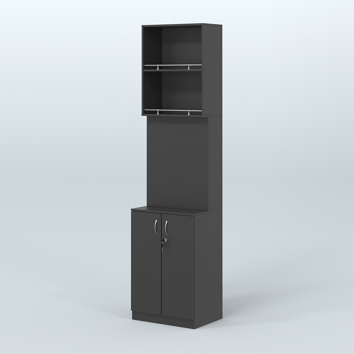 Специализи- рованный стеллаж из ДСП с панелью под врезные краны для магазина разливного пива и рыбы BEER&FISH-СПД-04-600 Черный