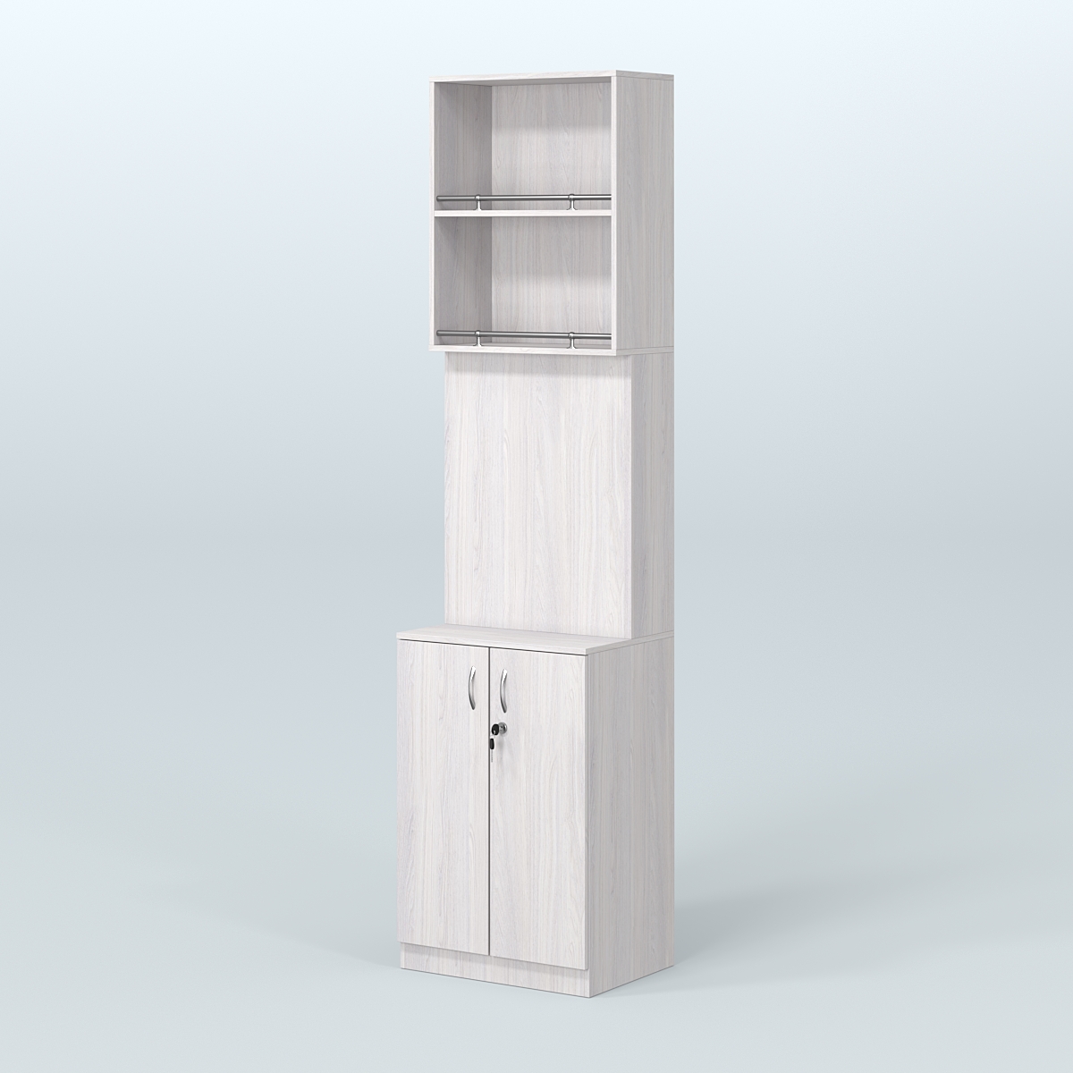 Специализи- рованный стеллаж из ДСП с панелью под врезные краны для магазина разливного пива и рыбы BEER&FISH-СПД-04-600 Ясень Анкор светлый