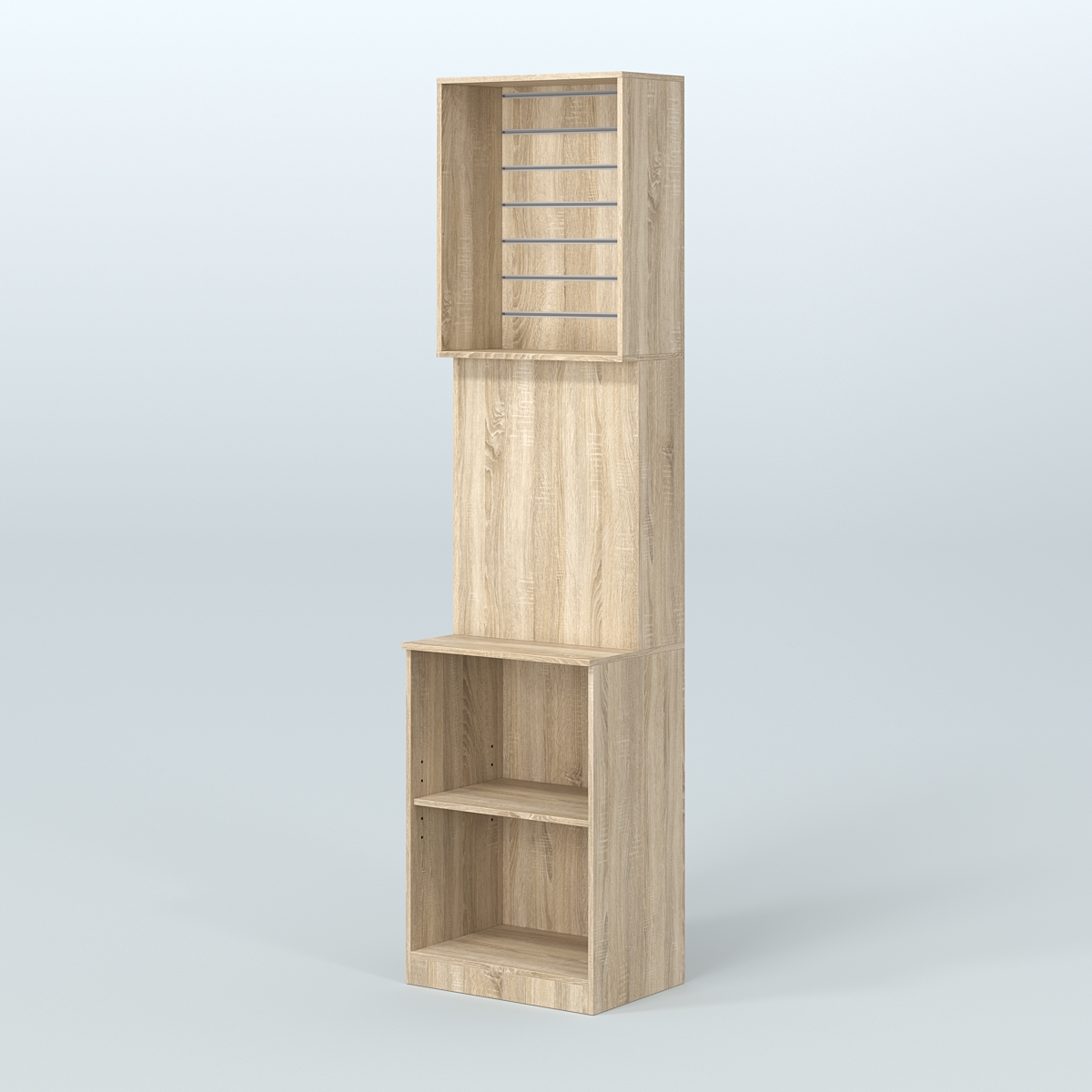 Специализи- рованный стеллаж из ДСП под врезные краны с высокой антресолью для продажи разливного пива и рыбы BEER&FISH-СПД-05 Дуб сонома