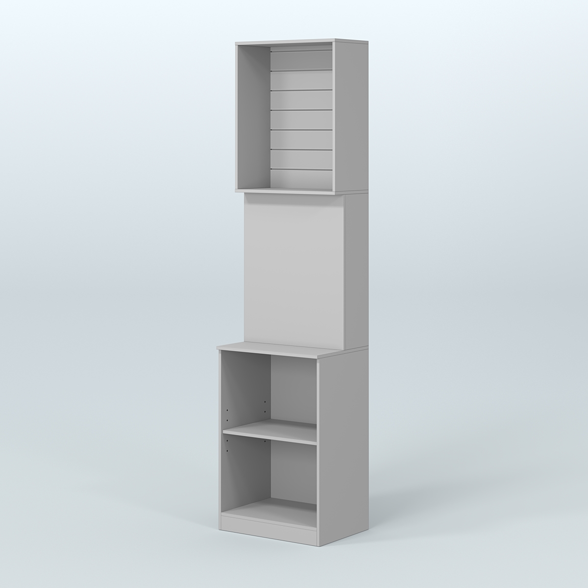 Специализи- рованный стеллаж из ДСП под врезные краны с высокой антресолью для продажи разливного пива и рыбы BEER&FISH-СПД-05 Серый