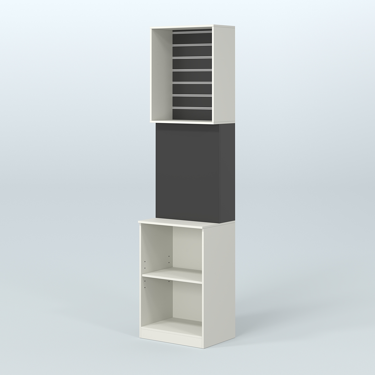 Специализи- рованный стеллаж из ДСП под врезные краны с высокой антресолью для продажи разливного пива и рыбы BEER&FISH-СПД-05 Белый и Черный