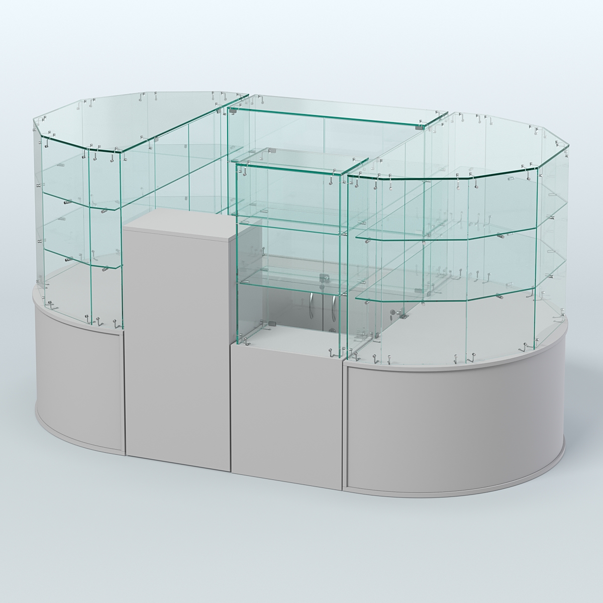 Круглый стеклянный островок-павильон серии КОЛЬЦО с радиусными углами №1 Серый