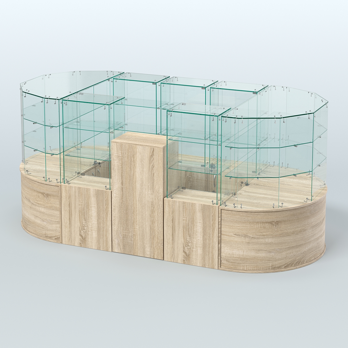 Круглый стеклянный островок-павильон серии КОЛЬЦО овальный №2 Дуб сонома