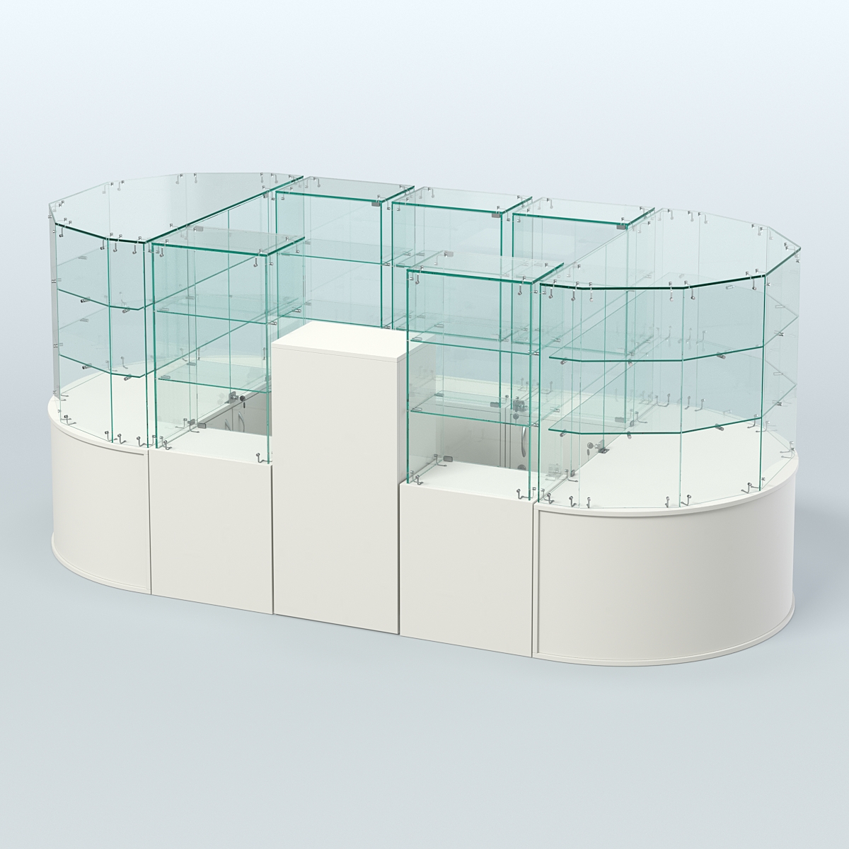 Круглый стеклянный островок-павильон серии КОЛЬЦО овальный №2 Белый