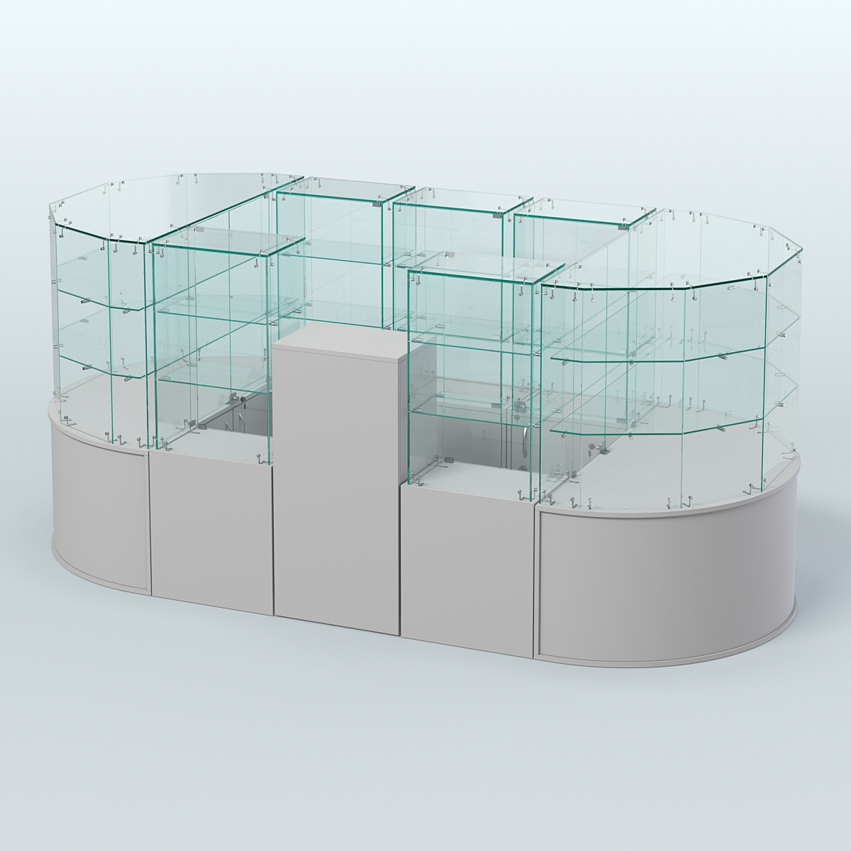 Круглый стеклянный островок-павильон серии КОЛЬЦО овальный №2 Серый