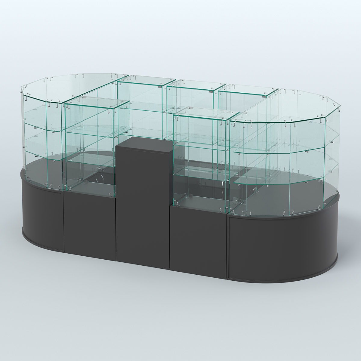 Круглый стеклянный островок-павильон серии КОЛЬЦО овальный №2 Черный