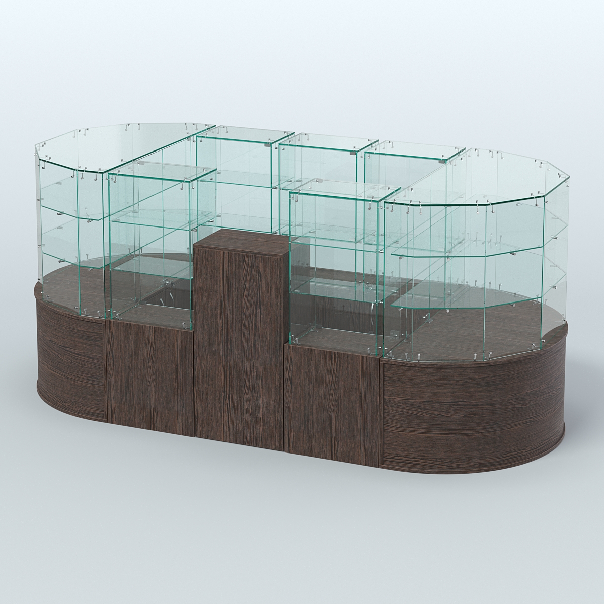 Круглый стеклянный островок-павильон серии КОЛЬЦО овальный №2 Дуб Венге