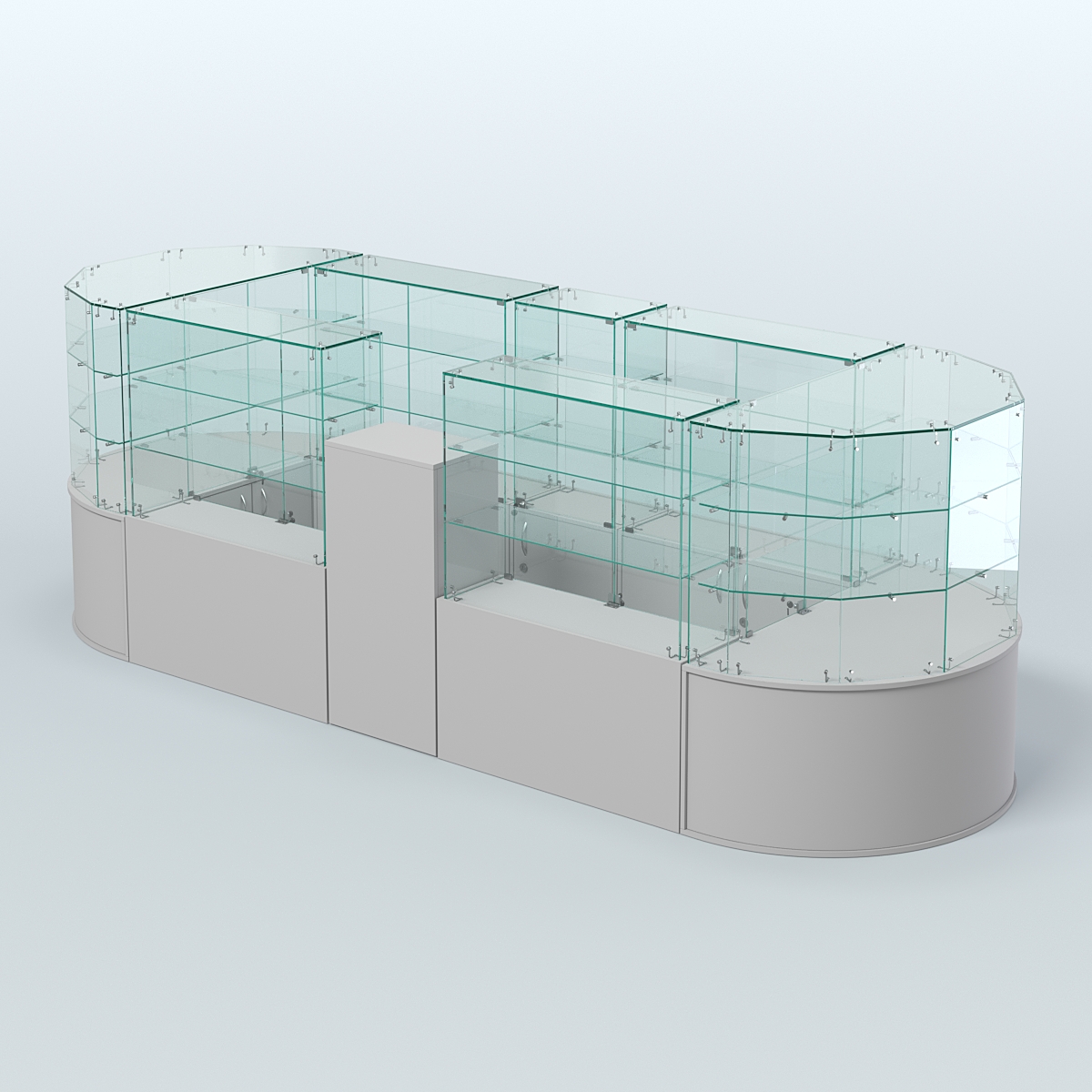 Круглый стеклянный островок-павильон серии КОЛЬЦО вытянутый №3 Серый