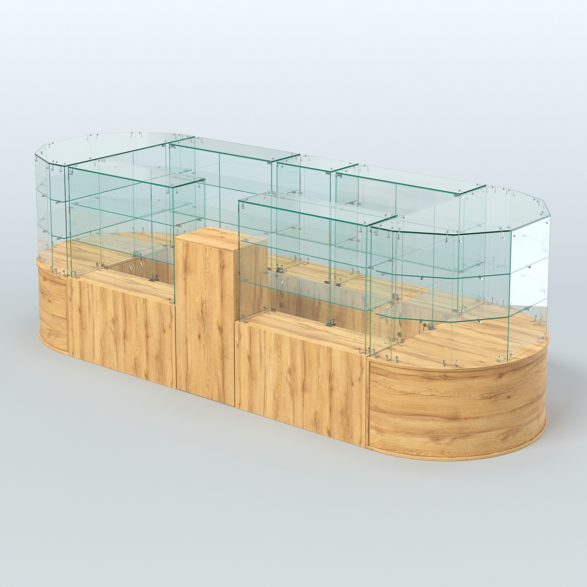 Круглый стеклянный островок-павильон серии КОЛЬЦО вытянутый №3 Дуб Золотистый