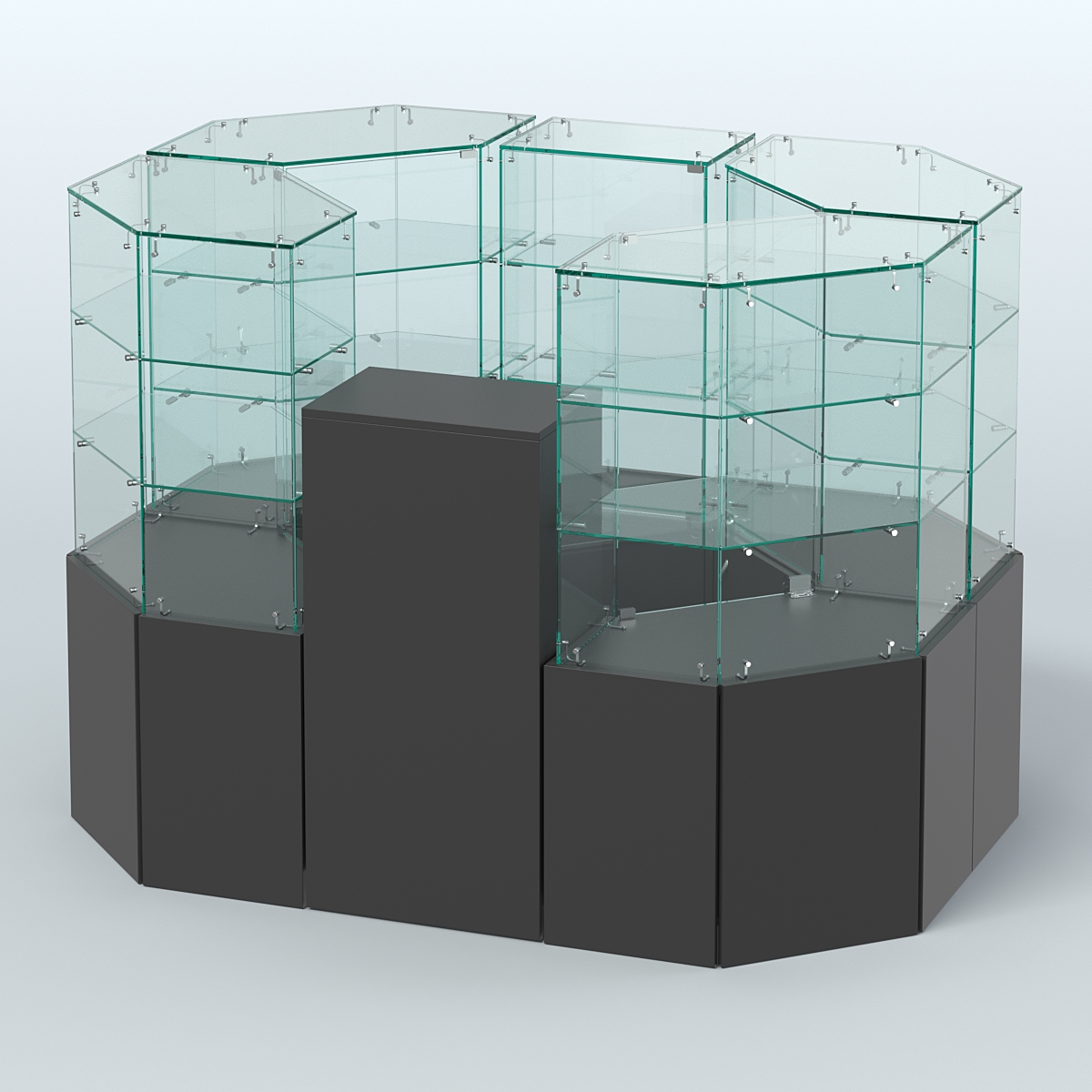 Стеклянный островок-павильон серии КОЛЬЦО шестигранный №4 Черный