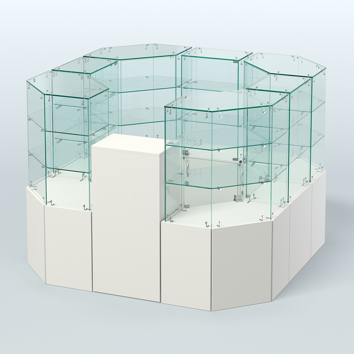 Стеклянный островок-павильон серии КОЛЬЦО квадратный №5 Белый