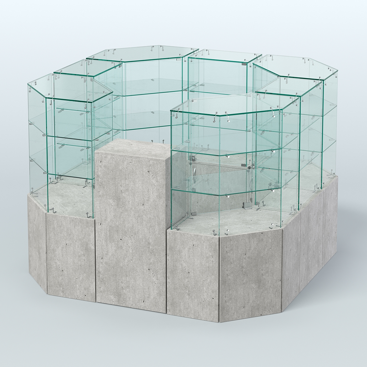 Стеклянный островок-павильон серии КОЛЬЦО квадратный №5 Метрополитан Грей