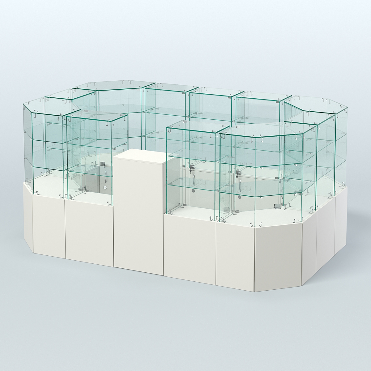 Стеклянный островок-павильон серии КОЛЬЦО прямоугольный №6 Белый