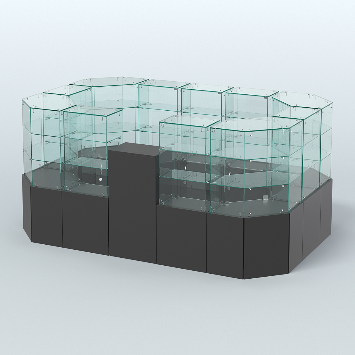 Стеклянный островок-павильон серии КОЛЬЦО прямоугольный №6 Черный