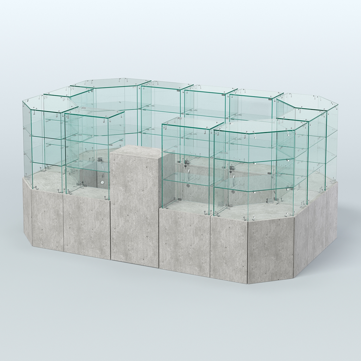 Стеклянный островок-павильон серии КОЛЬЦО прямоугольный №6 Метрополитан Грей