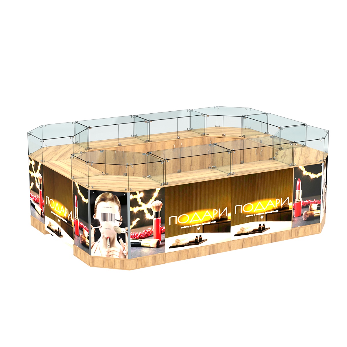 Торговый островок большой со световым коробом №3-1 (10,43 кв. м) Дуб Золотистый