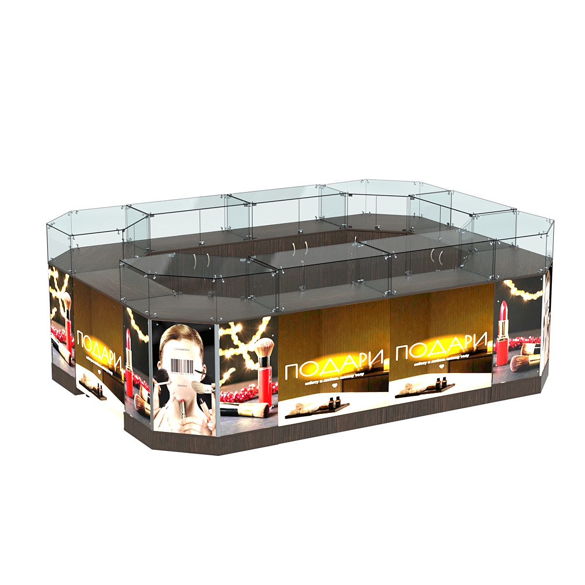 Торговый островок большой со световым коробом №3-1 (10,43 кв. м) Дуб Венге