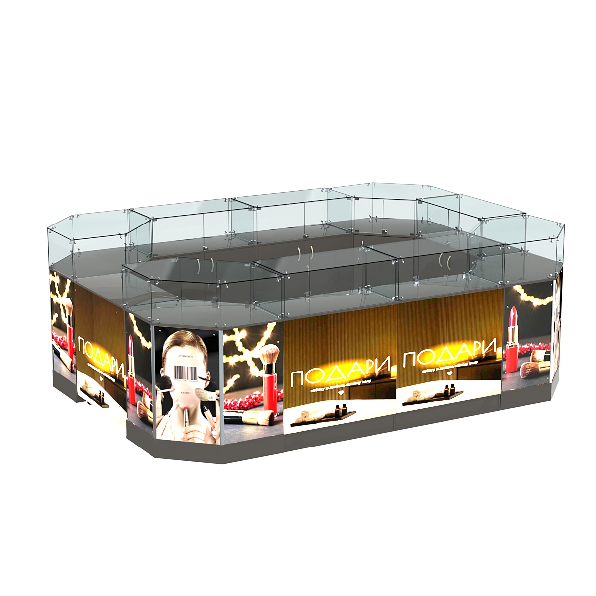 Торговый островок большой со световым коробом №3-1 (10,43 кв. м) Черный
