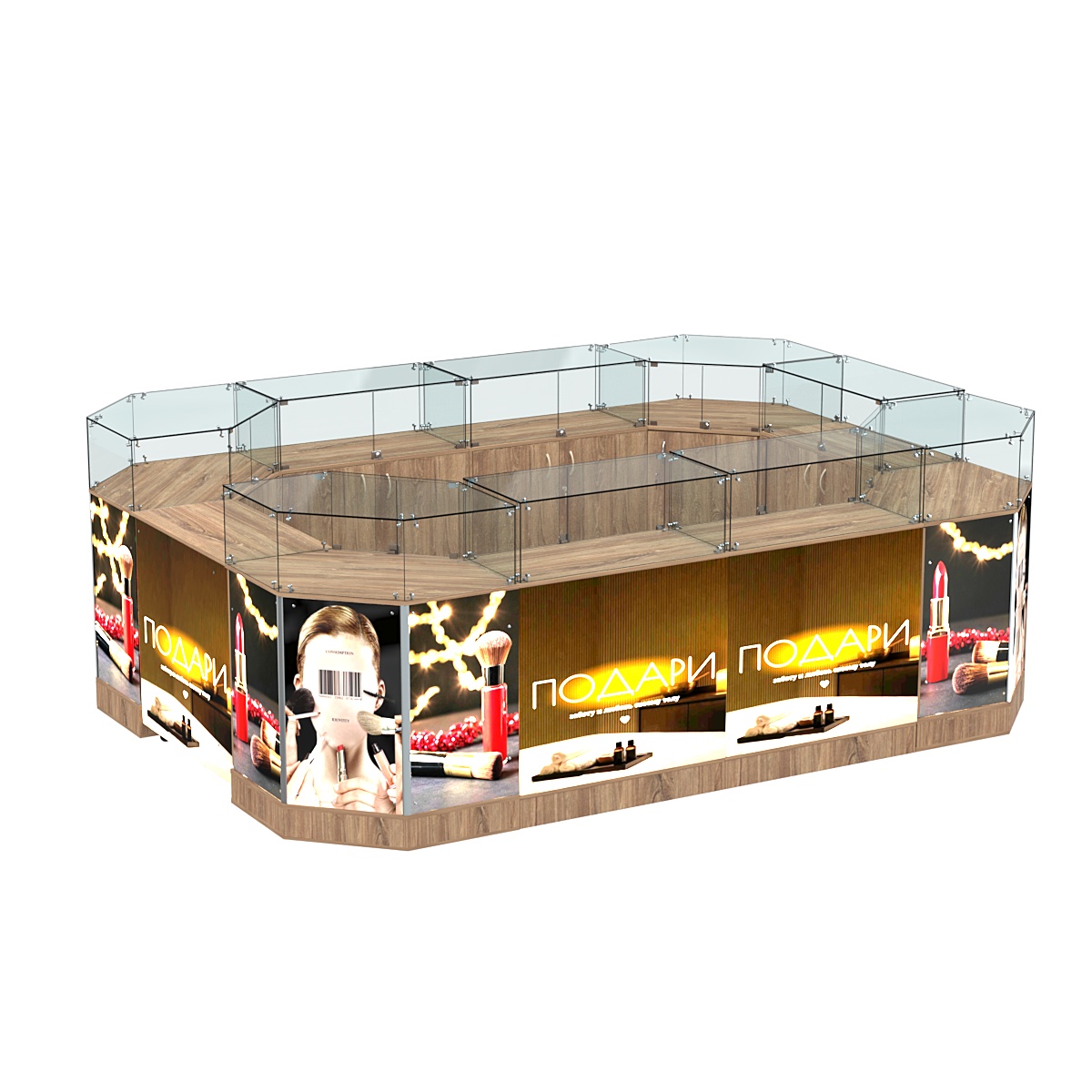 Торговый островок большой со световым коробом №3-1 (10,43 кв. м) Дуб Канзас коричневый