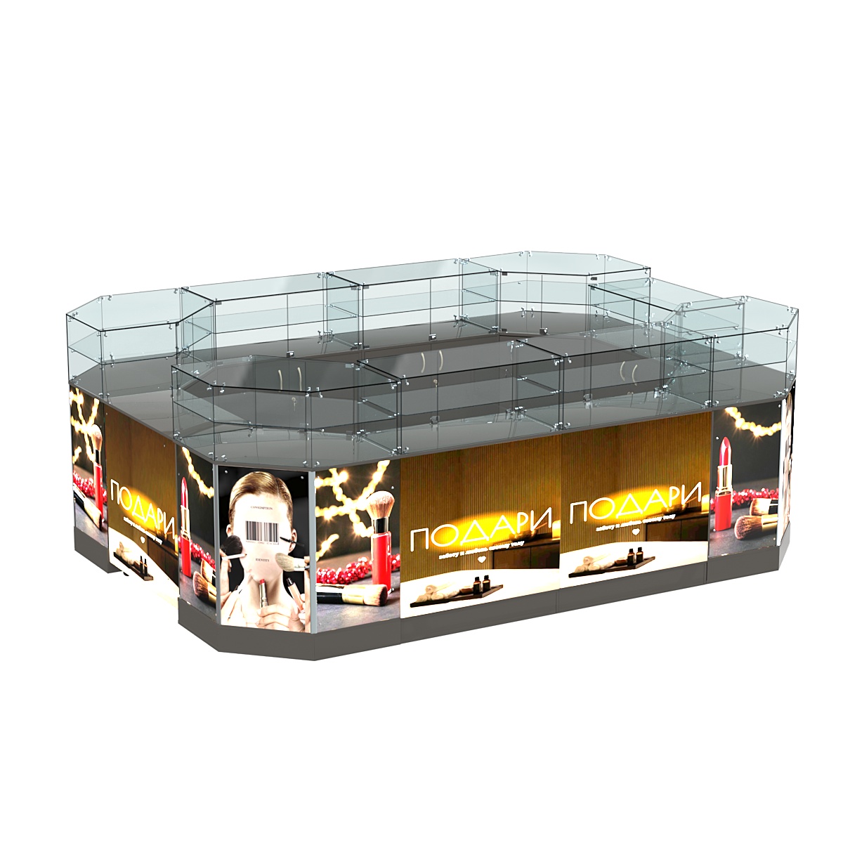 Торговый островок со световым коробом и дверками №3-2 (10,43 кв. м) Черный