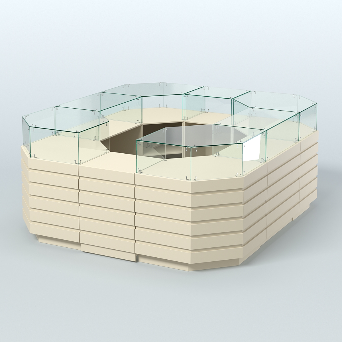 Торговый островок с декоративными накладками №1 равносторонний (6,48 кв.м) Крем Вайс