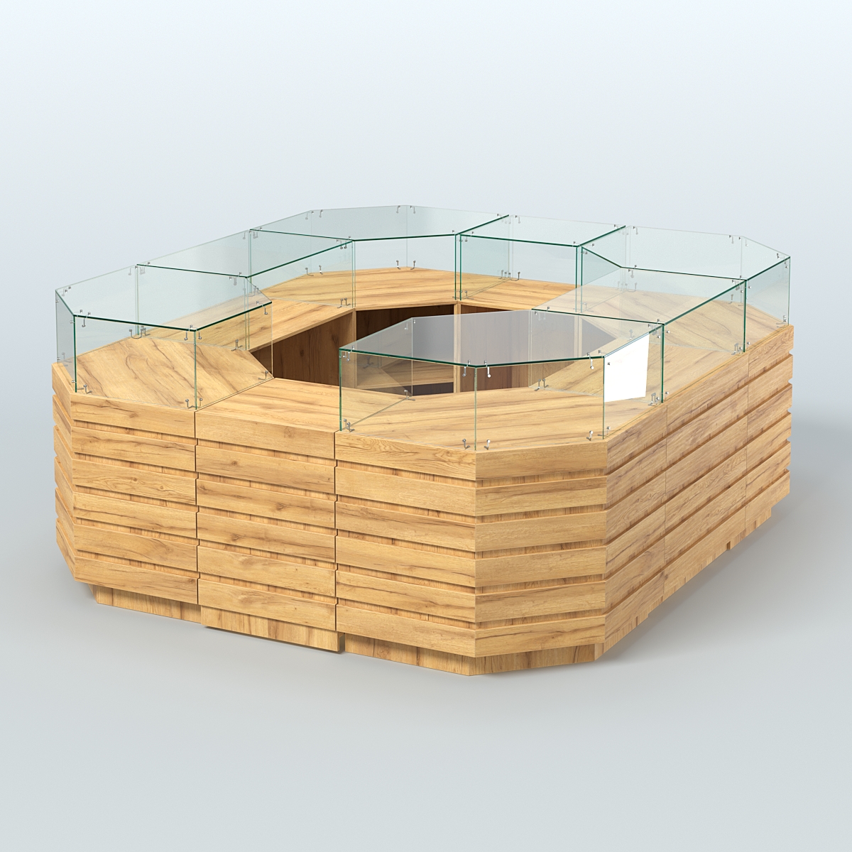 Торговый островок с декоративными накладками №1 равносторонний (6,48 кв.м) Дуб Золотистый