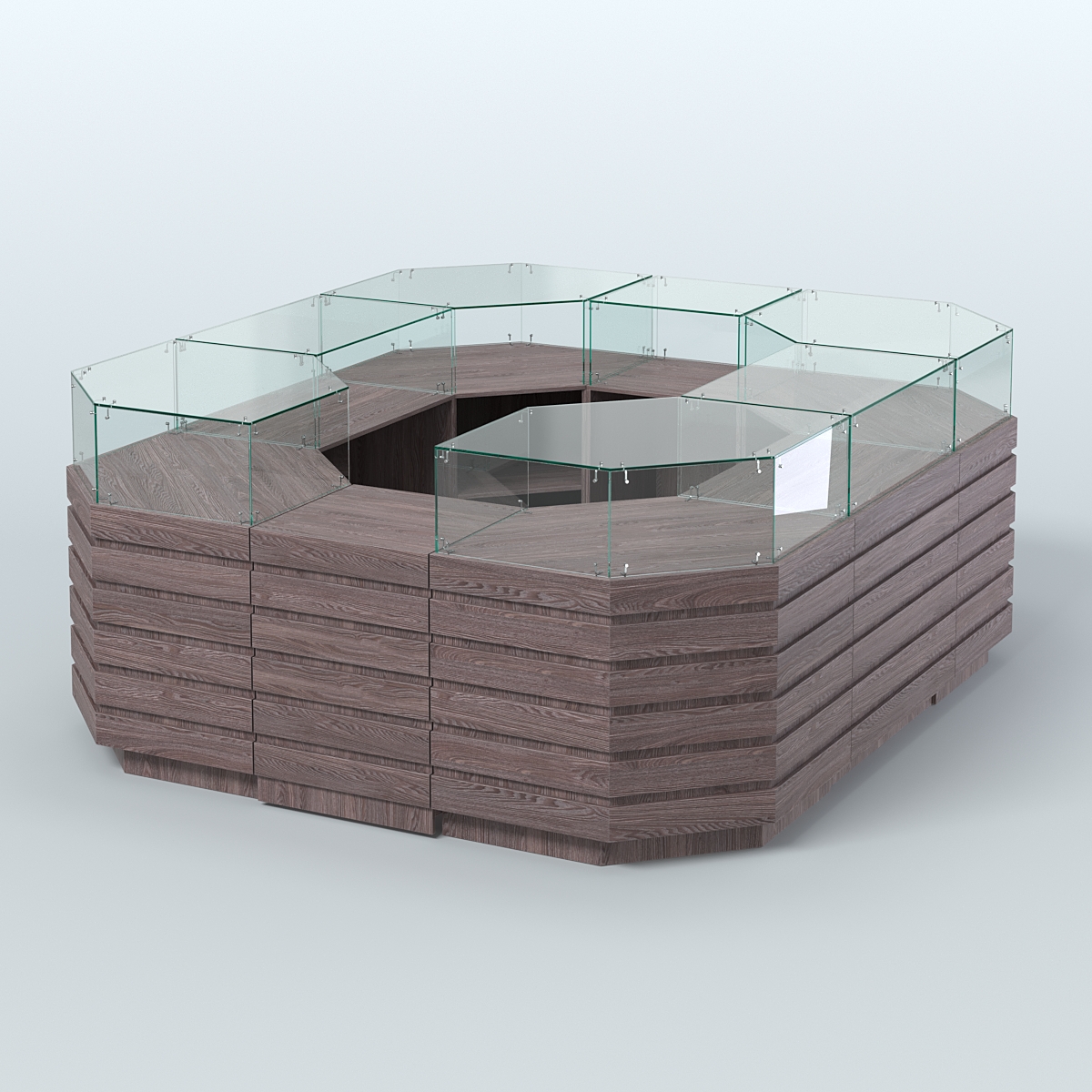 Торговый островок с декоративными накладками №1 равносторонний (6,48 кв.м) Ясень Анкор темный