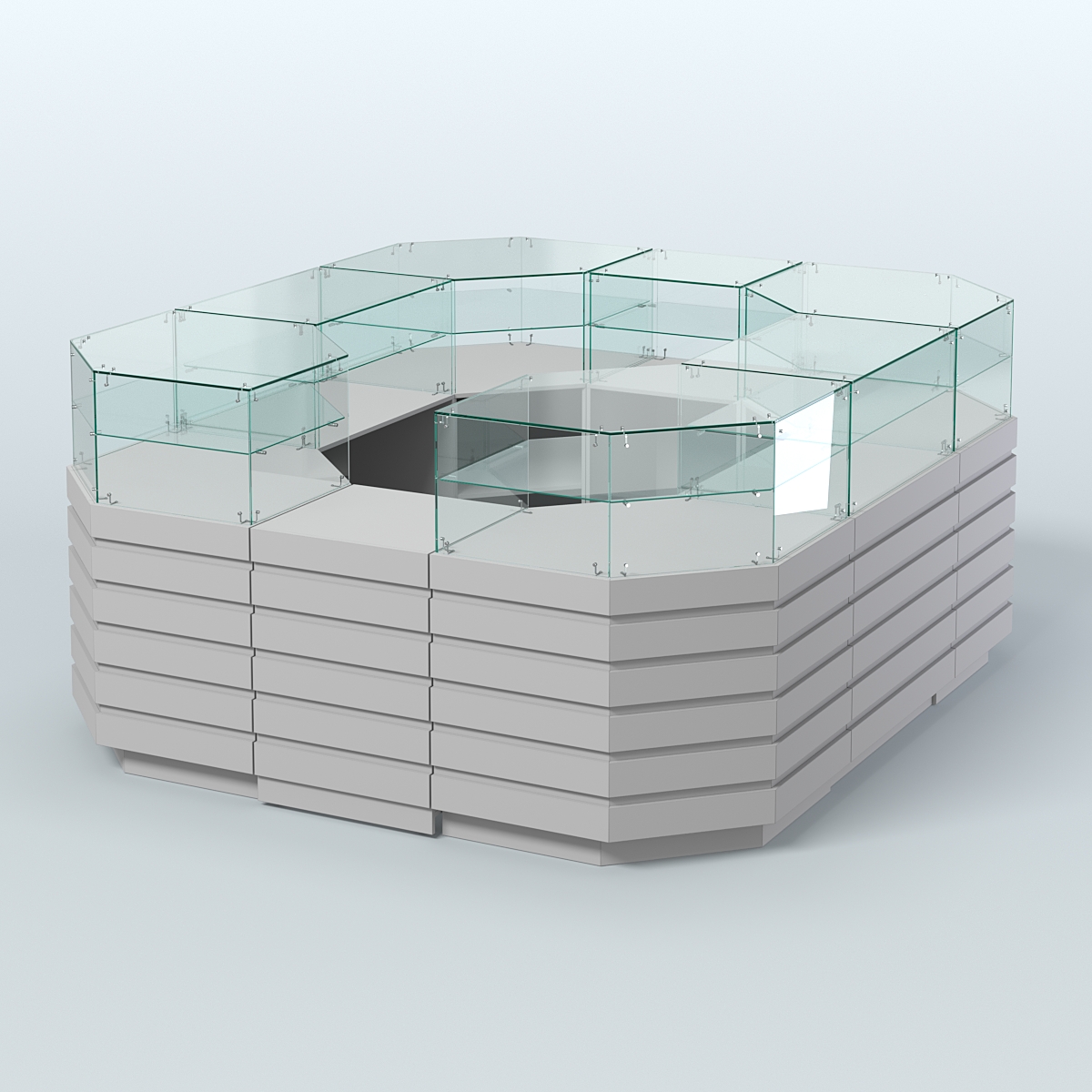 Торговый островок с декоративными накладками №2 восьмиугольный (6,48 кв.м) Серый