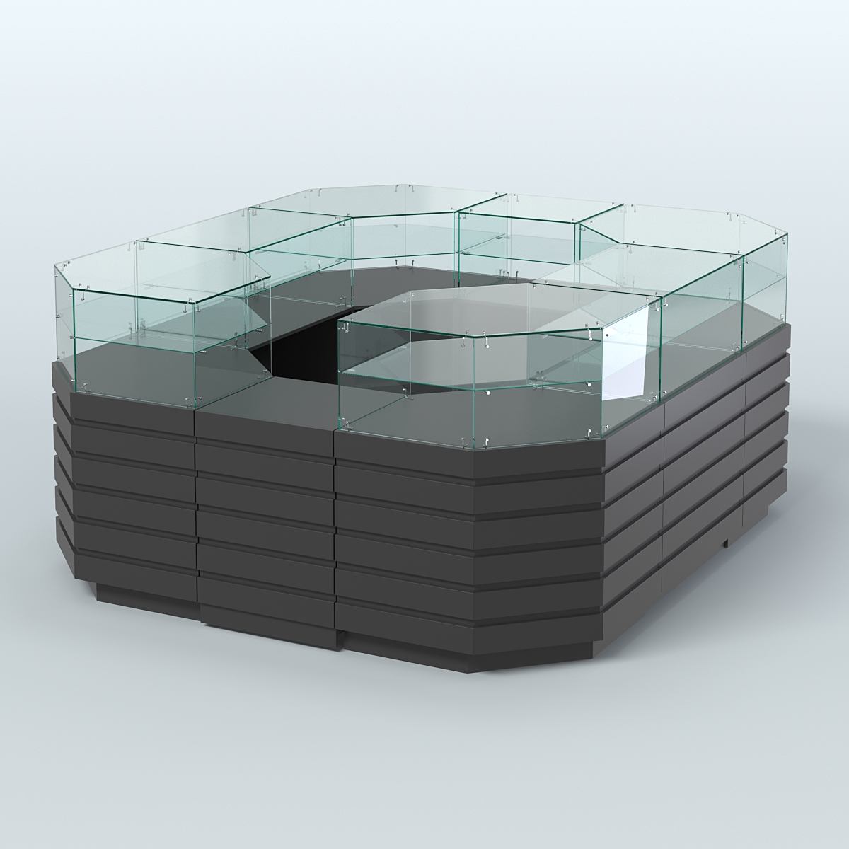 Торговый островок с декоративными накладками №2 восьмиугольный (6,48 кв.м) Черный