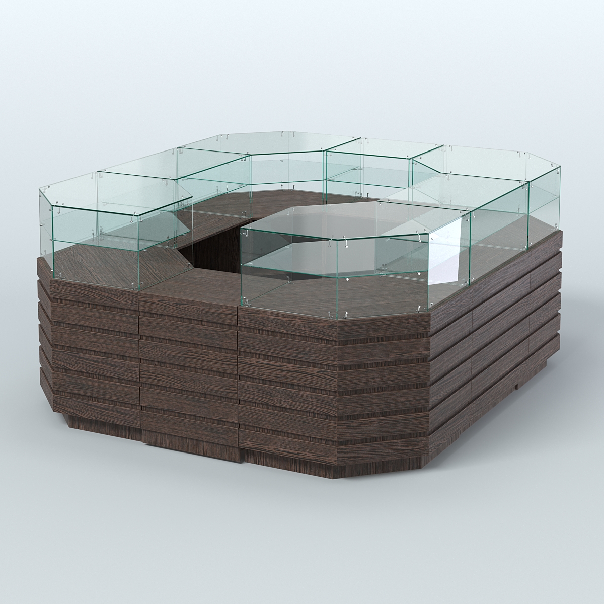 Торговый островок с декоративными накладками №2 восьмиугольный (6,48 кв.м) Дуб Венге