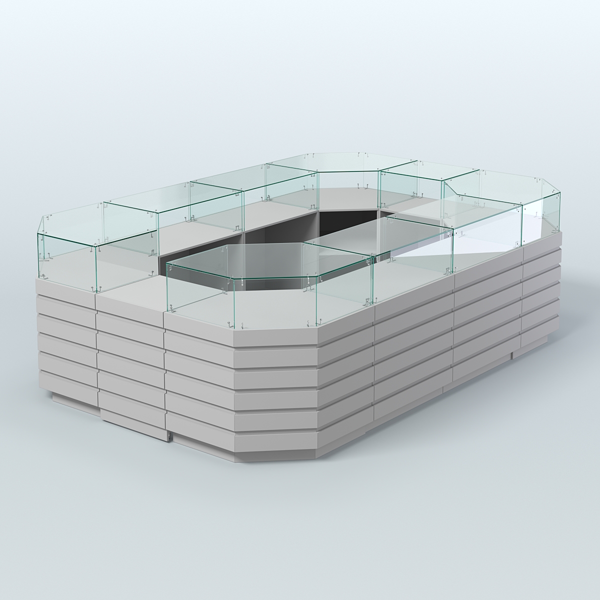 Торговый островок с высоким накопителем и декоративными накладками №3 (8, 64 кв.м) Серый