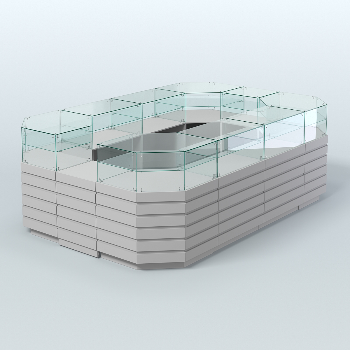 Торговый островок со стеклянным верхом и декоративными накладками №4 (8, 64 кв.м) Серый