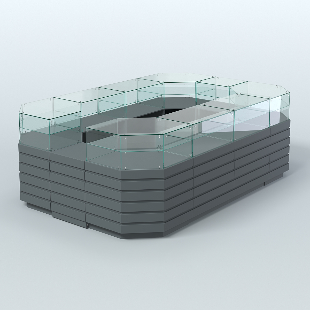 Торговый островок со стеклянным верхом и декоративными накладками №4 (8, 64 кв.м) Темно-Серый