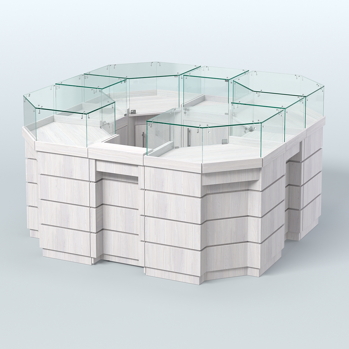 Торговый островок GOLD №2 восьмиугольный (4,04 кв.м) Ясень Анкор светлый