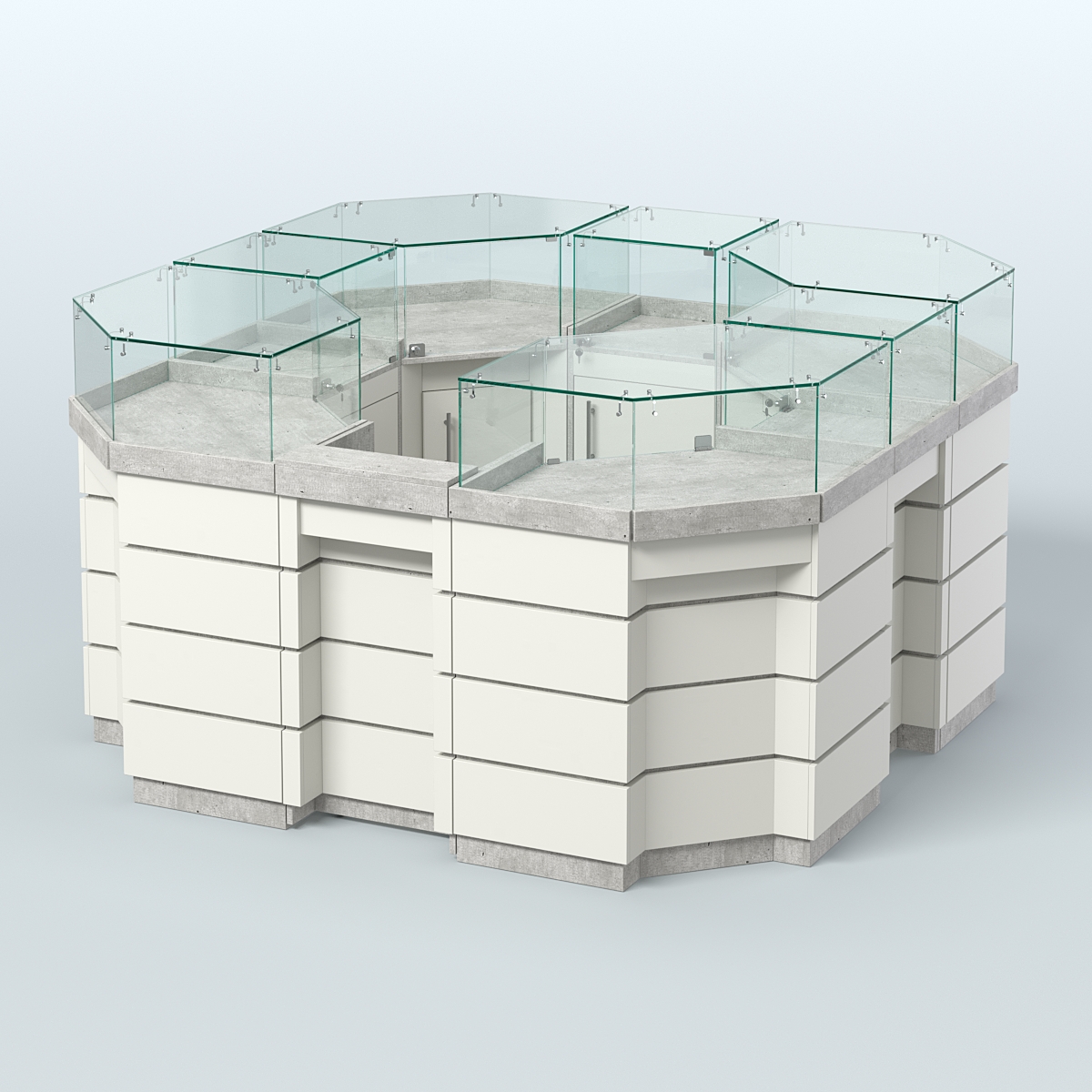 Торговый островок GOLD №2 восьмиугольный (4,04 кв.м) Метрополитан Грей + Белый