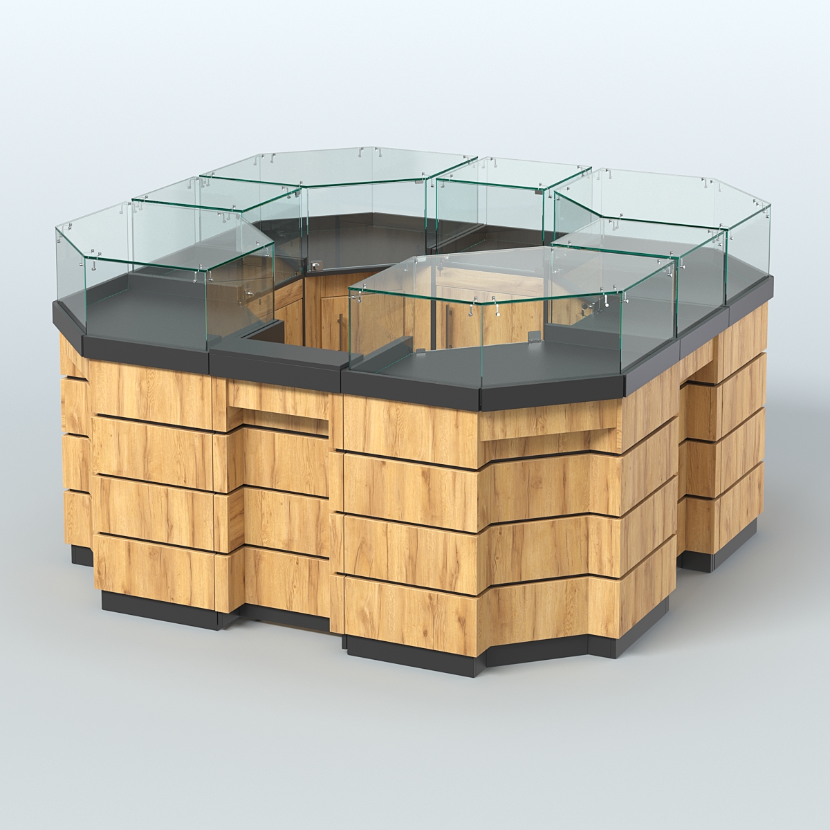 Торговый островок GOLD №2 восьмиугольный (4,04 кв.м) Черный и Дуб Золотистый 10-U1148