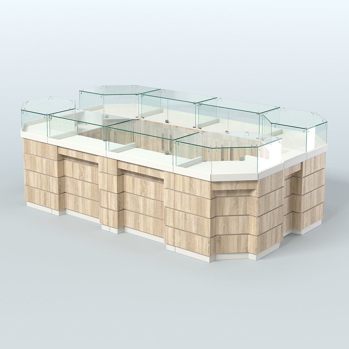 Торговый островок GOLD №5 (6,75 кв.м) Белый + Дуб Сонома