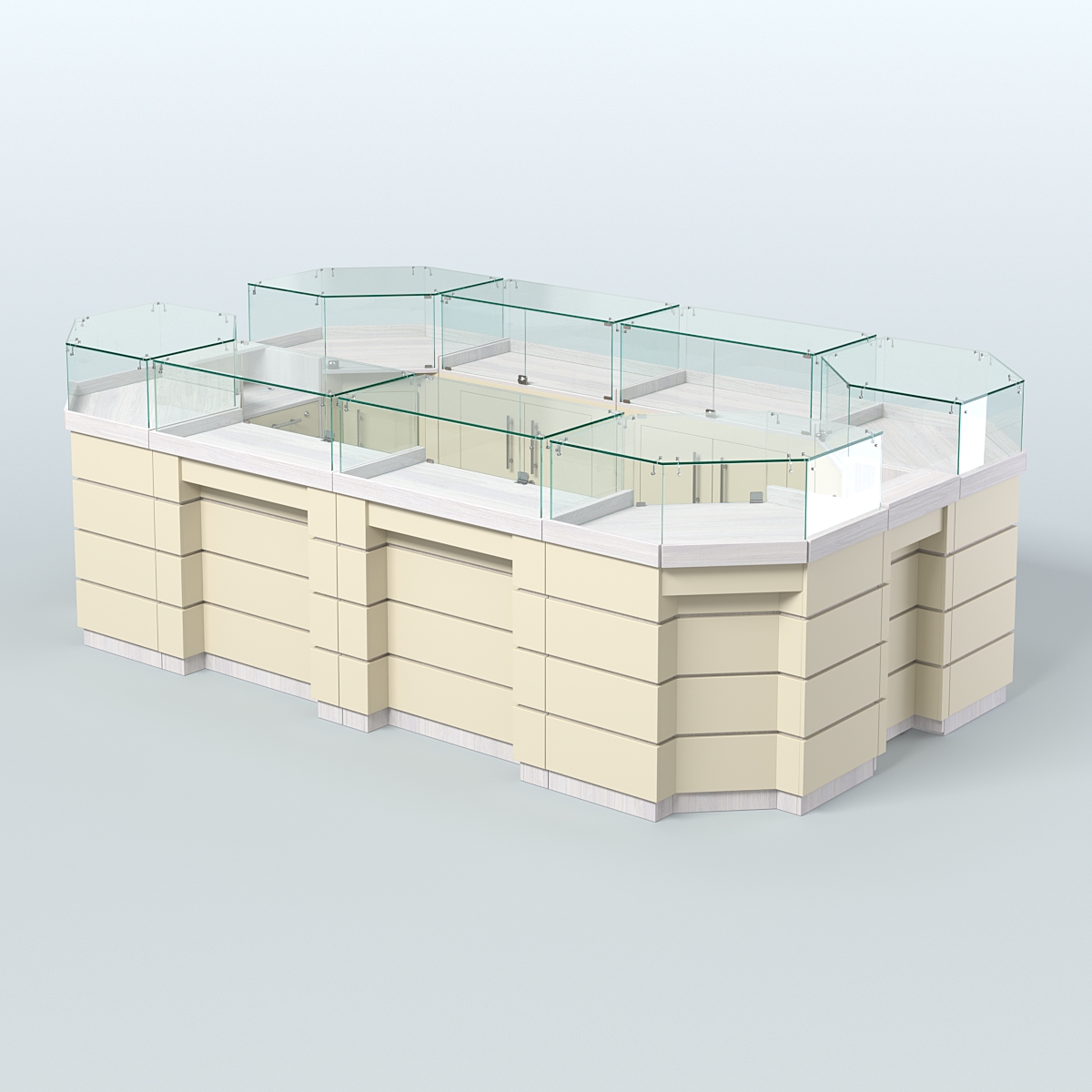 Торговый островок GOLD №5 (6,75 кв.м) Ясень Анкор светлый и Крем Вайс