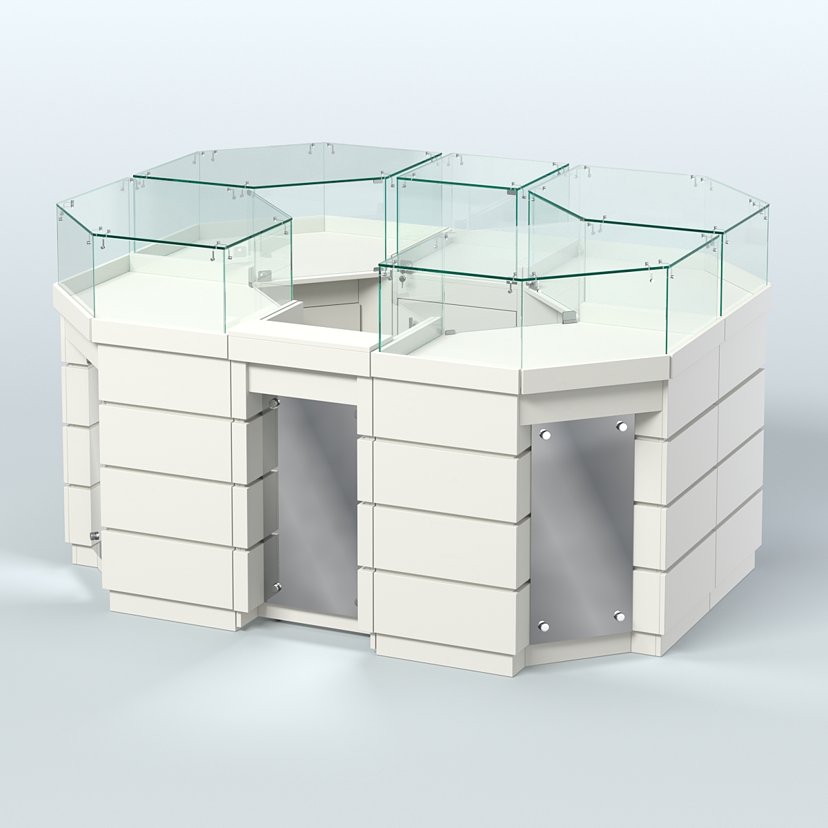 Торговый островок GOLD с зеркальным фасадом №1-1 (3,13 кв.м) Белый