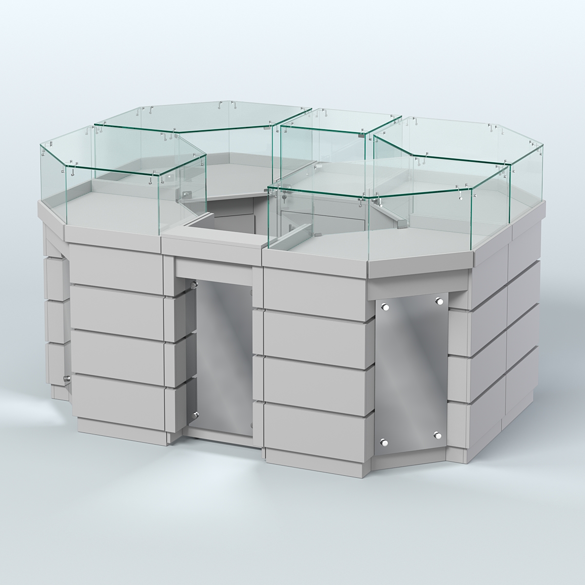 Торговый островок GOLD с зеркальным фасадом №1-1 (3,13 кв.м) Серый