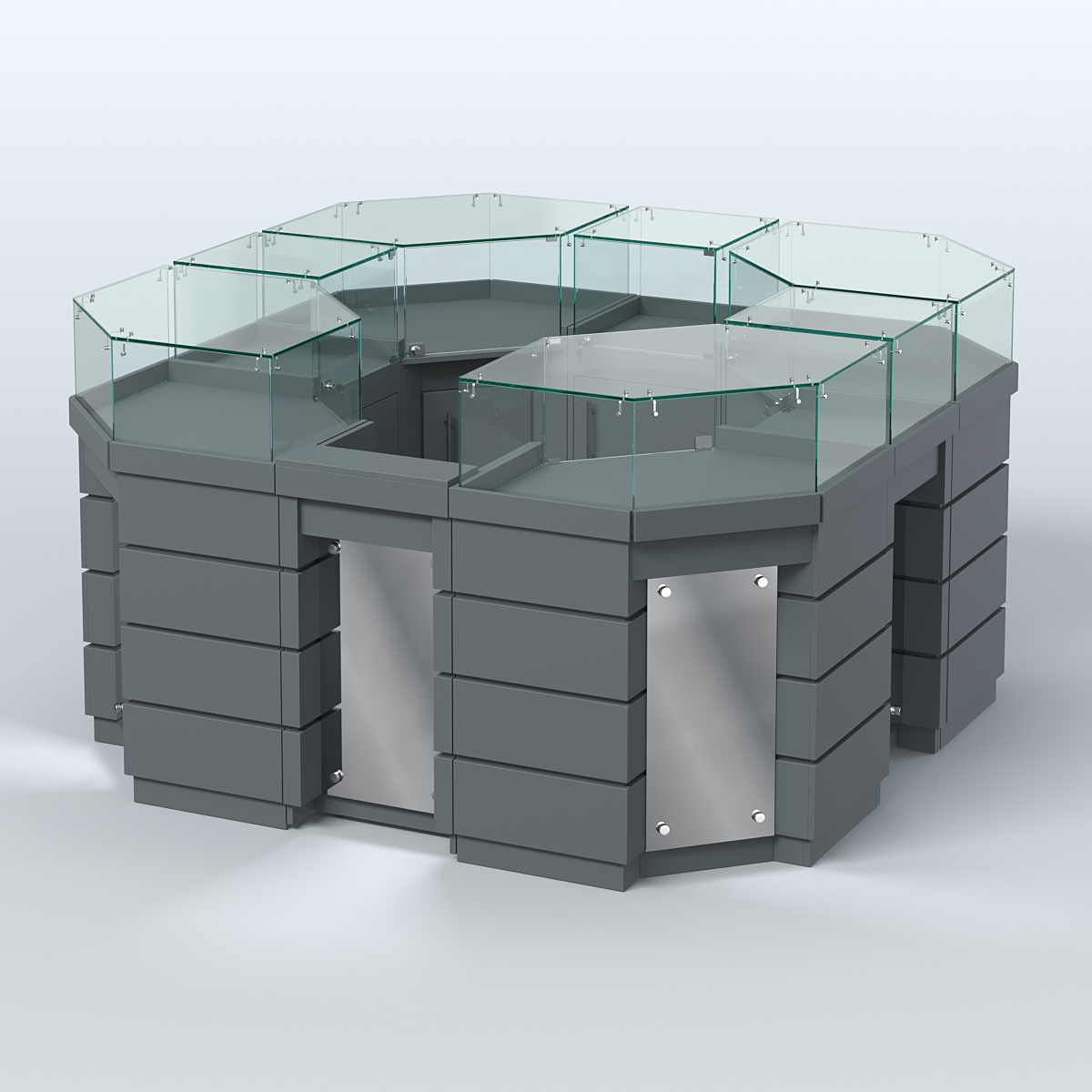 Торговый островок GOLD с зеркальным фасадом восьмиугольный №2-1 (4,04 кв.м) Темно-Серый