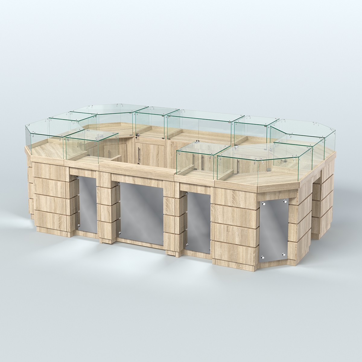 Торговый островок GOLD с зеркальным фасадом №4-1 (6,75 кв.м) Дуб сонома