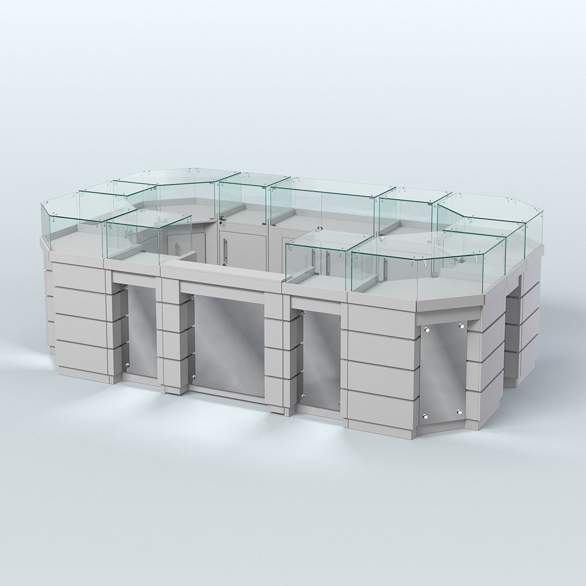 Торговый островок GOLD с зеркальным фасадом №4-1 (6,75 кв.м) Серый