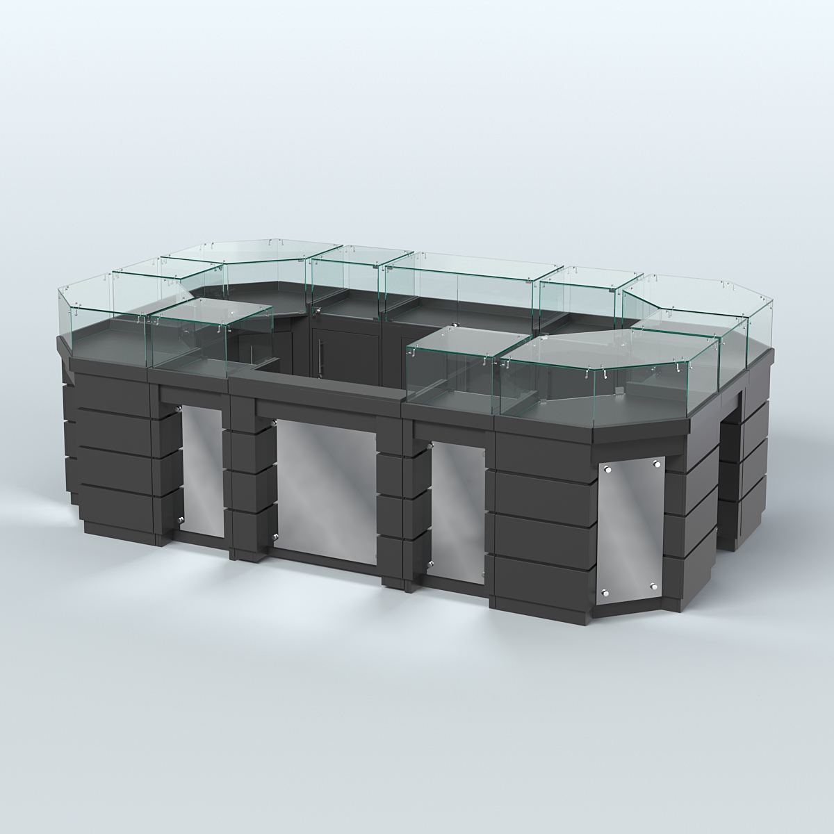 Торговый островок GOLD с зеркальным фасадом №4-1 (6,75 кв.м) Черный