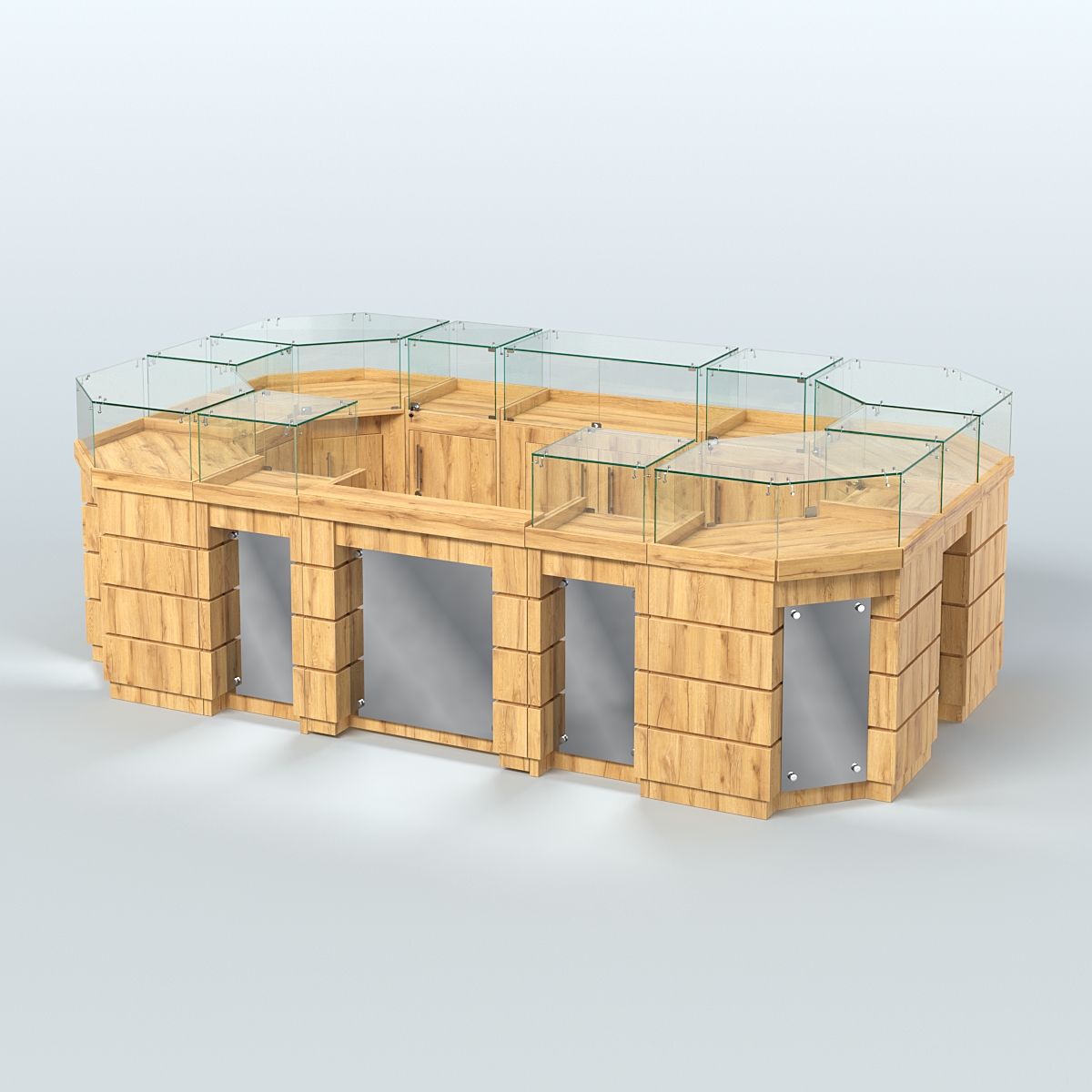 Торговый островок GOLD с зеркальным фасадом №4-1 (6,75 кв.м) Дуб Золотистый